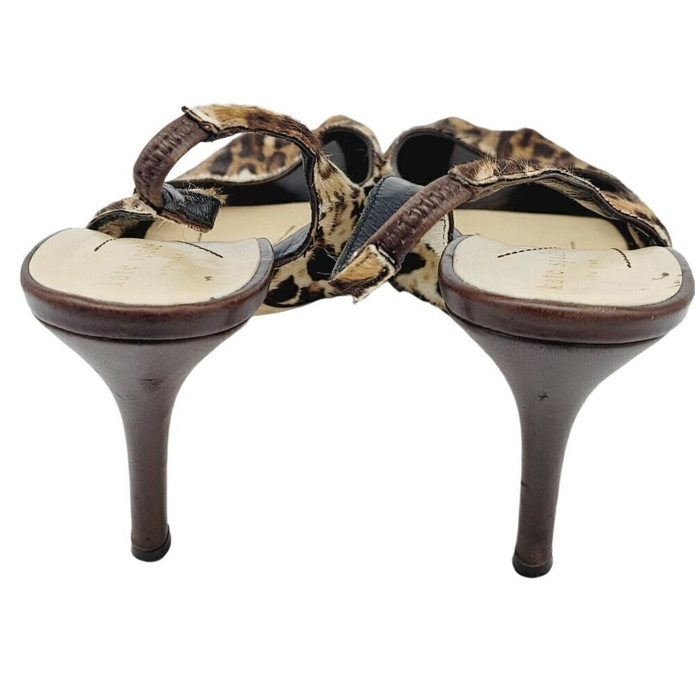 Kate Spade NY Animal Print Calf Hair Heels Sling Back Peep Toe Sz 8 1/2" Bus/Cas - Picture 4 of 11